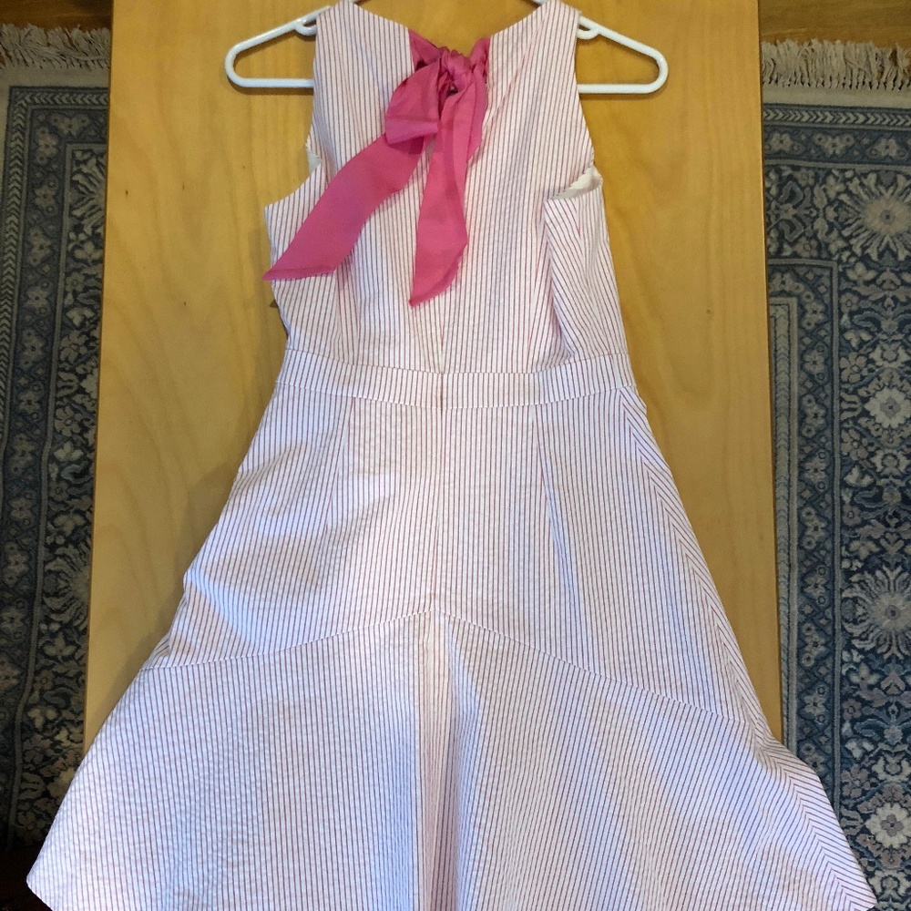 NWOT J. Crew Pink Striped Seersucker Dress w/ Bow